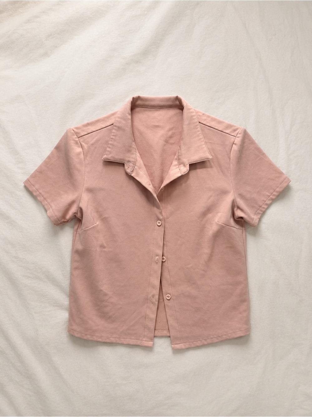 Soft Pink Short-Sleeve Button Front Jacket